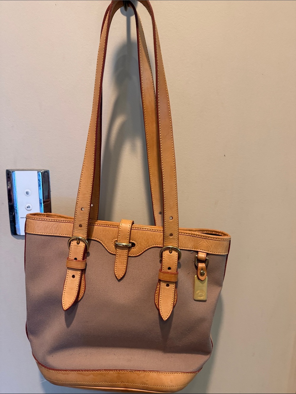 DOONEY & BOURKEClassic Tan and Beige Leather-Trim Tote Bag
